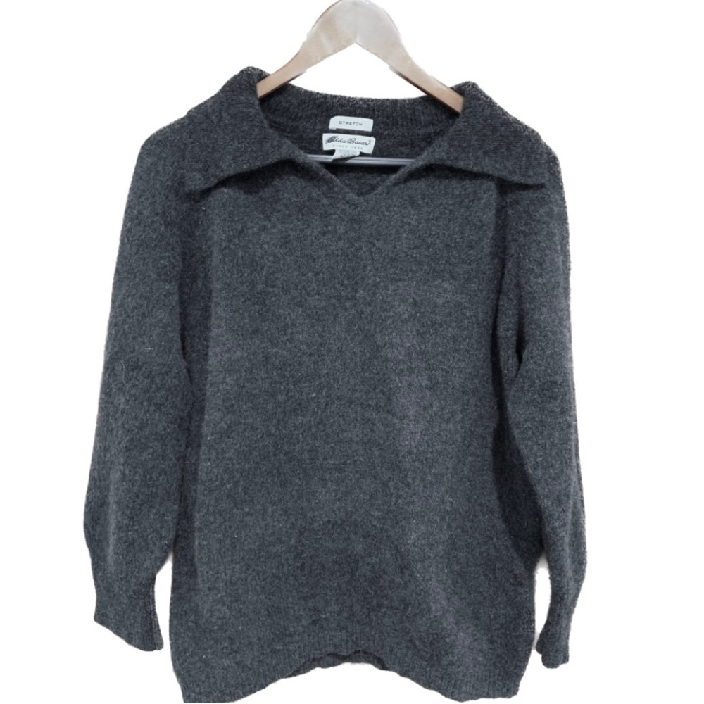 EDDIE BAUER Sweater Wool Dark Grey stretch petite